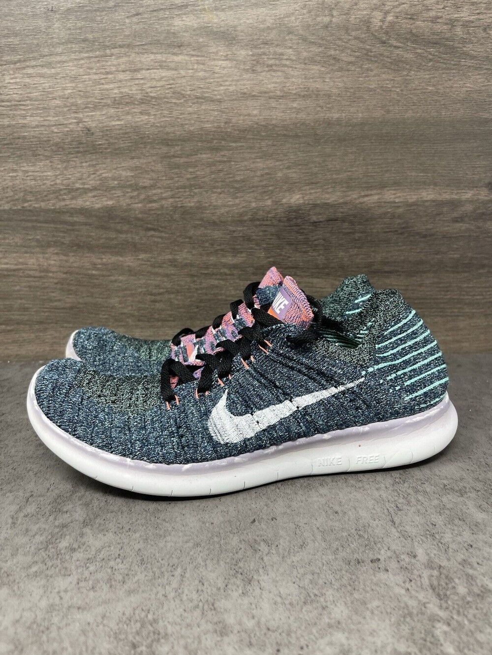 Nike Free RN Flyknit 2017 Size 7 Womens Purple Black Running Shoes 880844-004